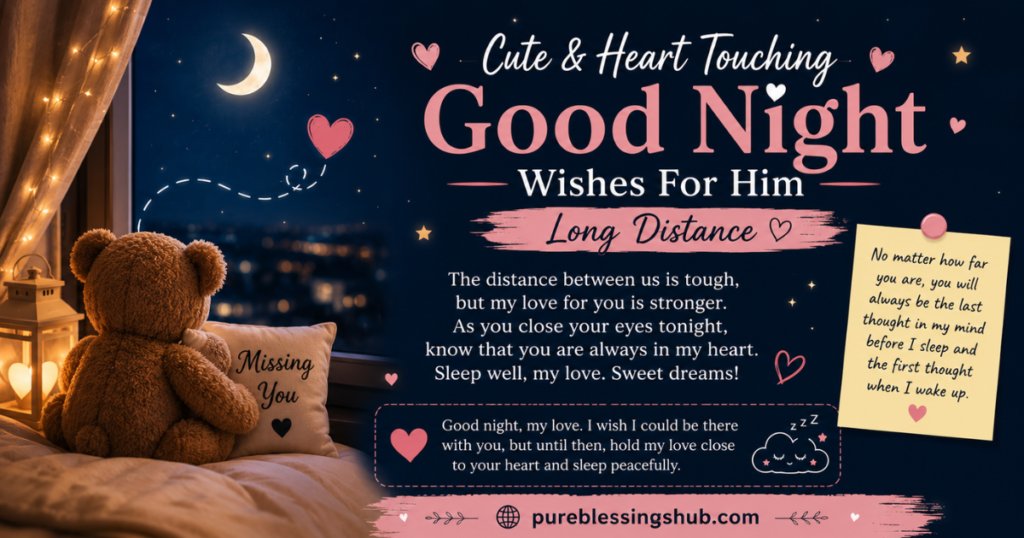 Cute & Heart Touching Good Night Wishes For Him Long Distance